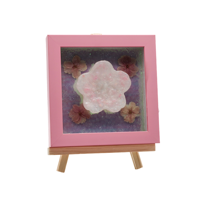 Amber houten frame waterrimpel kersenbloesem kunstlamp - Yozakura Rain