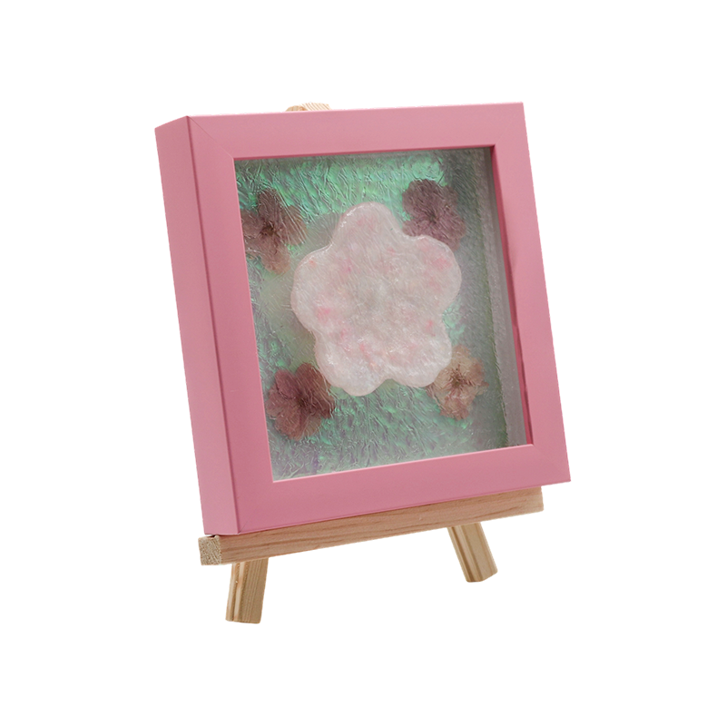 Amber houten frame waterrimpel kersenbloesem kunstlamp - Yozakura Rain