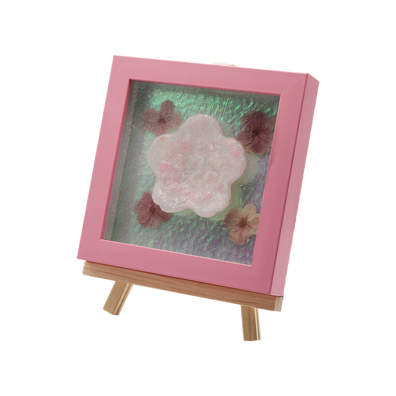 Amber houten frame waterrimpel kersenbloesem kunstlamp - Yozakura Rain