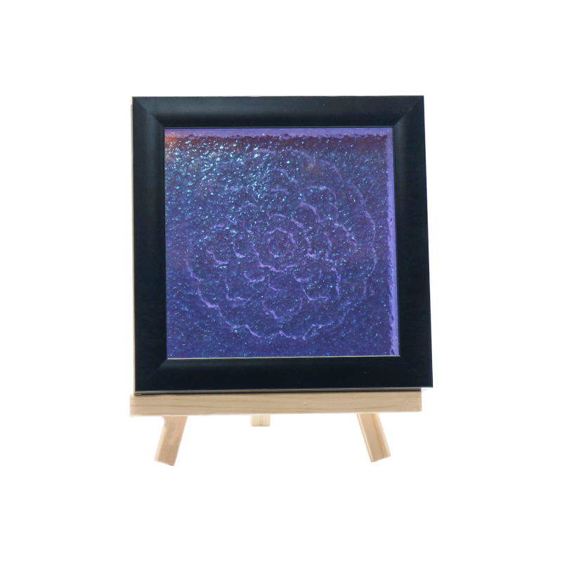 Witte kristallen lamp met blauw bloemenpatroon - Tianxiang Ripples