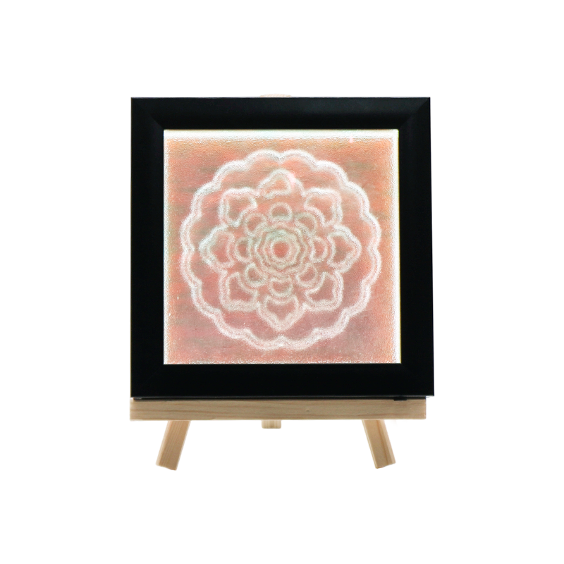 Witte kristallen lamp met blauw bloemenpatroon - Tianxiang Ripples