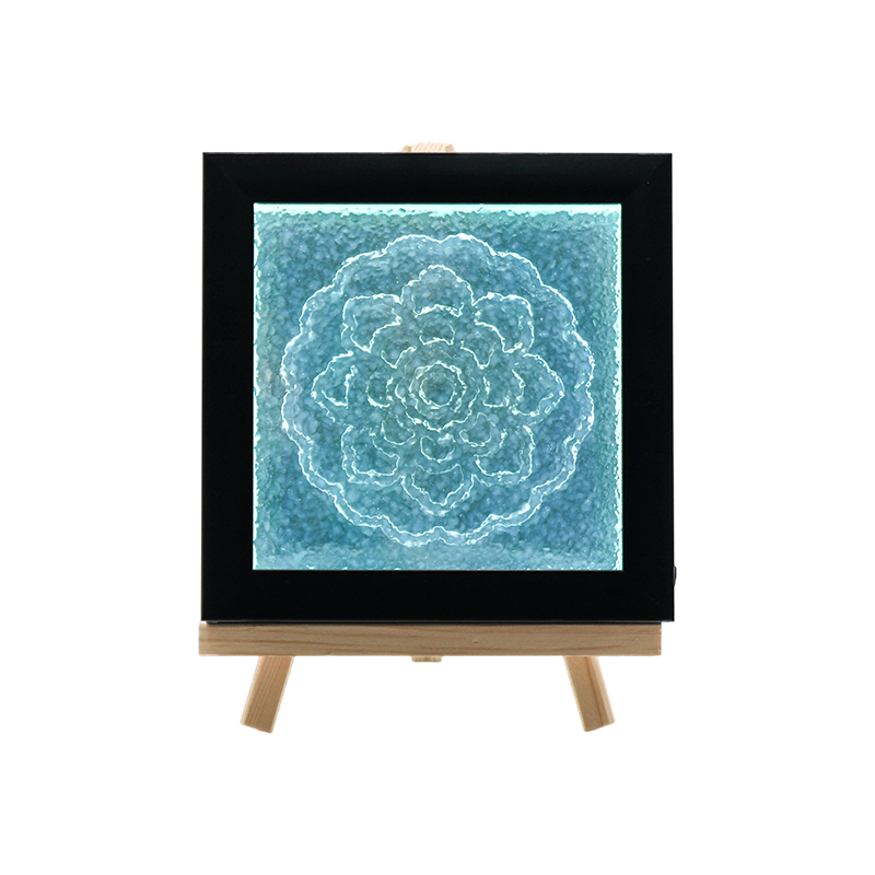Witte kristallen lamp met blauw bloemenpatroon - Tianxiang Ripples