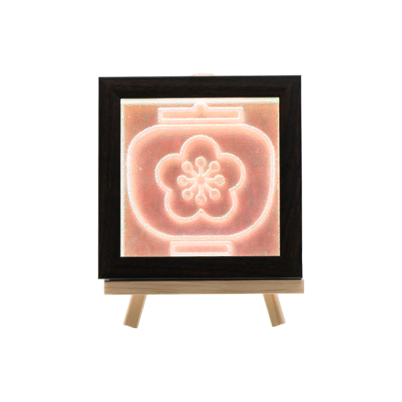 Chocoladekleurige porseleinen pot met kristallen lamp met wit pruimmotief - Wind Sakura Crystal