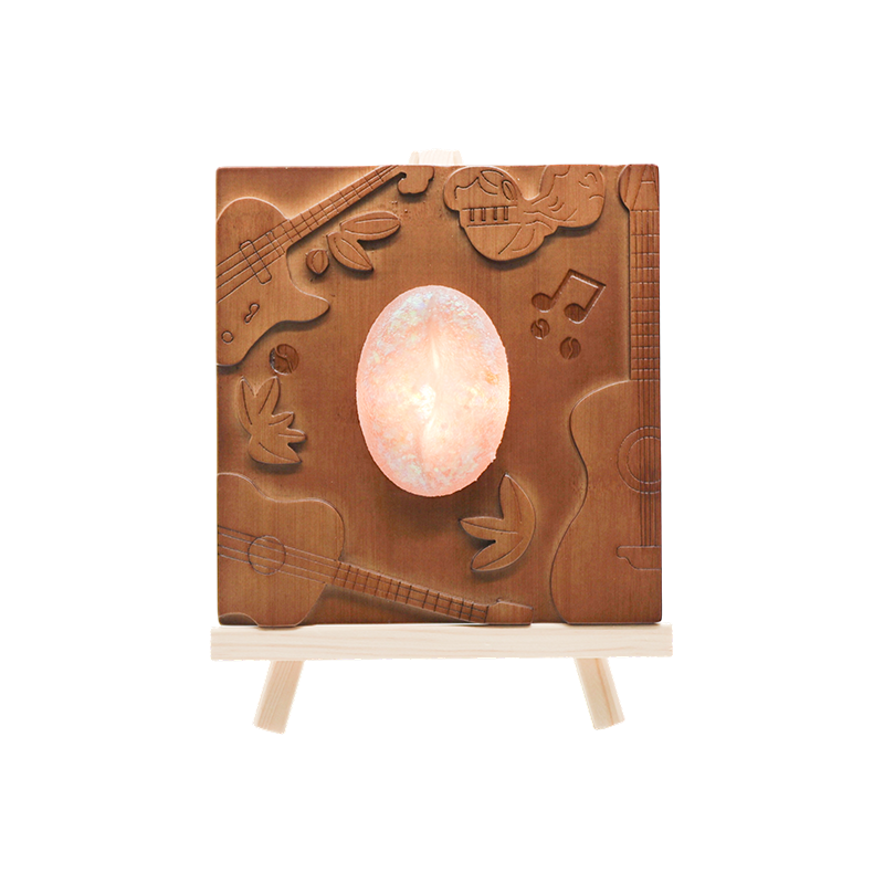 Donkerbruine boomstambodem muziekreliëf hout kunst lamp-hout rijm